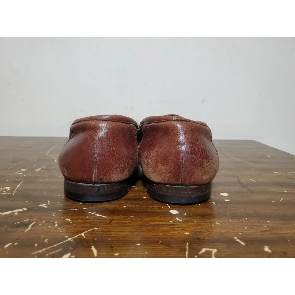 Santoni Tassel Loafers Lizard Skin Accent Men's Size 10.5 D Brown‎ 42162050